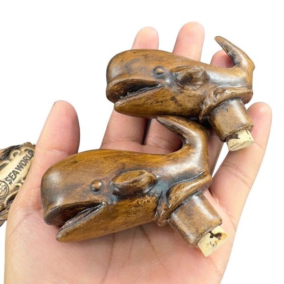 Vintage Whale SeaWorld Set Salt Pepper Shakers Treasure Craft Made USA Ceramic - Picture 12 of 12
